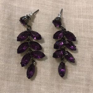 Purple Stone Dangle Stud Earrings
